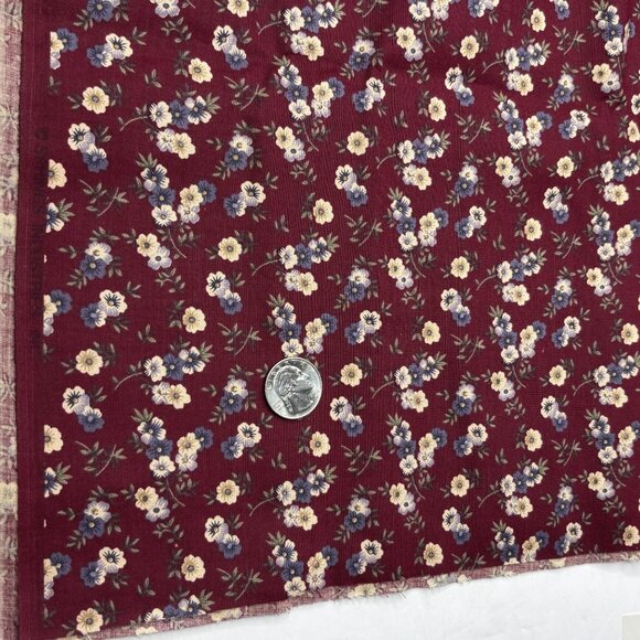 Springs Industries Other - 2 3/4 Yards Cut Springs Industries Burgundy Red Maroon Flowers Quilting Fabric